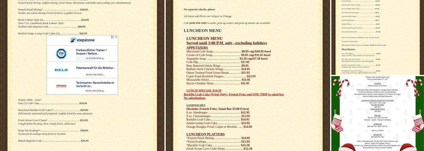 Edgewater Restaurant Menu