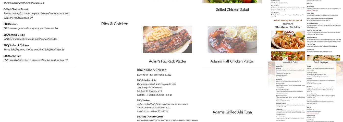 Adam's Grille & Taphouse - Edgewater Menu