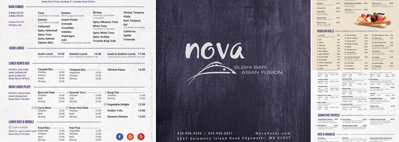Nova Sushi Bar & Asian Fusion Menu