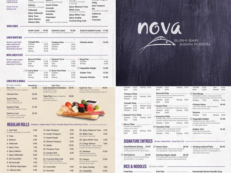 Nova Sushi Bar & Asian Fusion Menu
