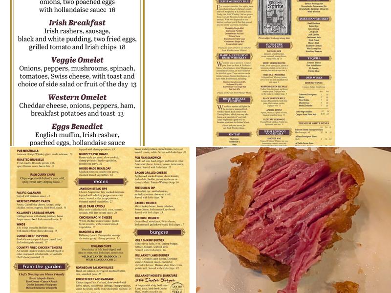 Killarney House Menu