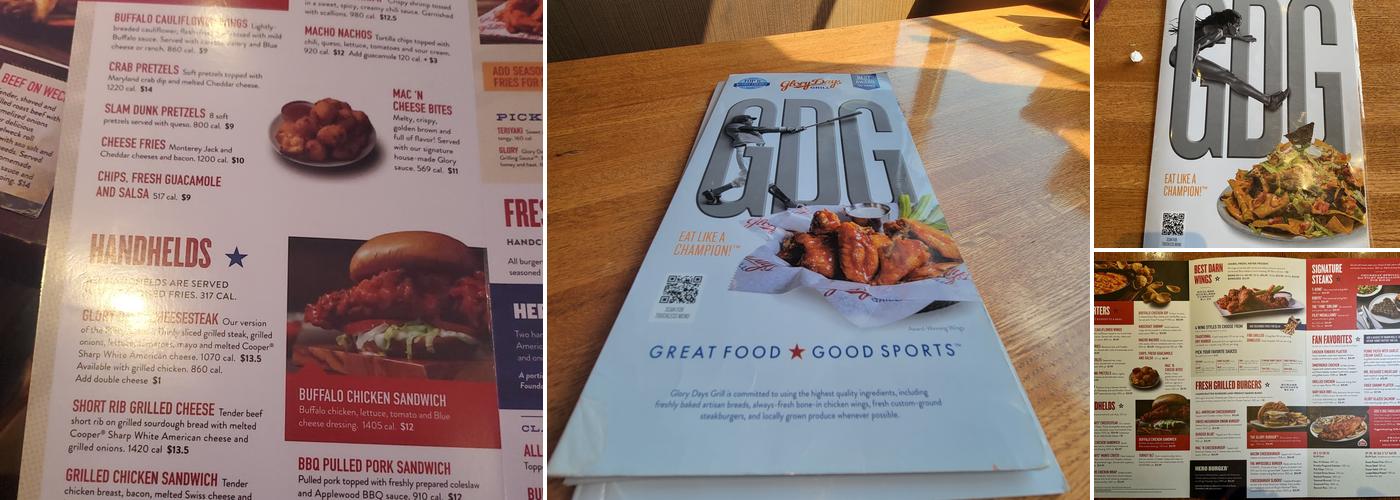 Glory Days Grill Menu