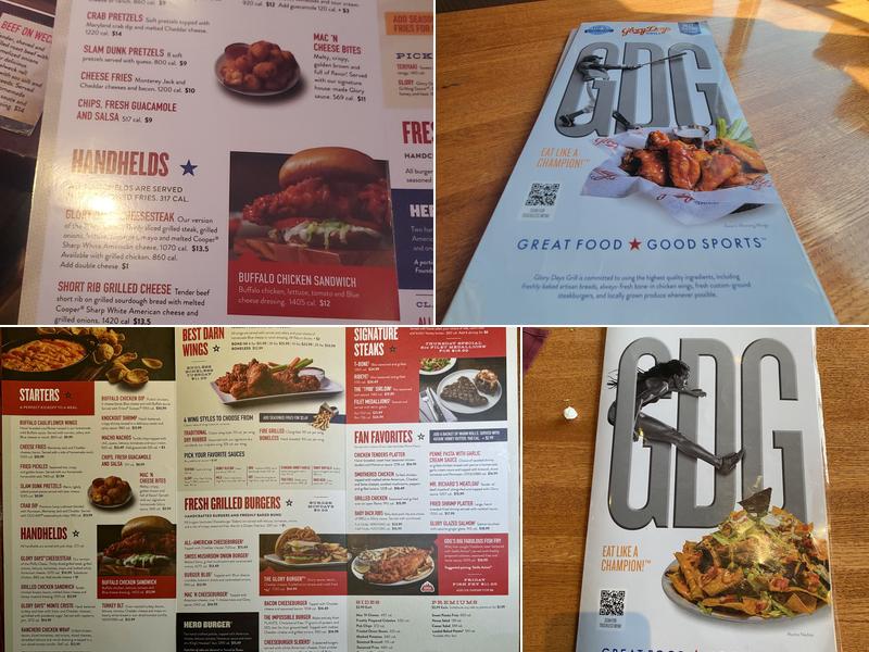 Glory Days Grill Menu