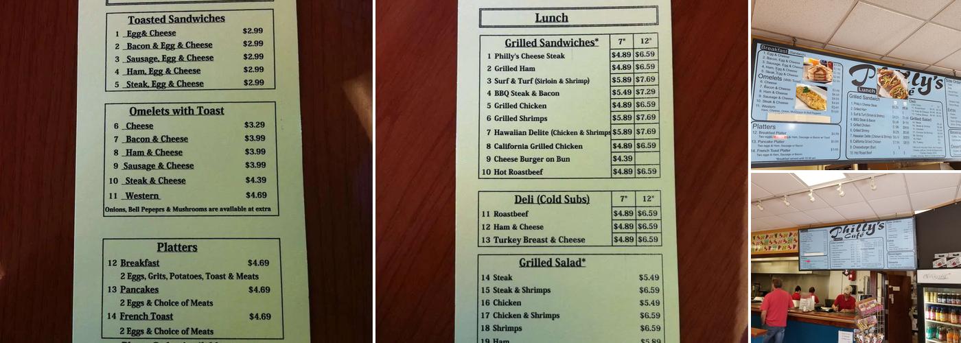 Philly's Cafe Menu