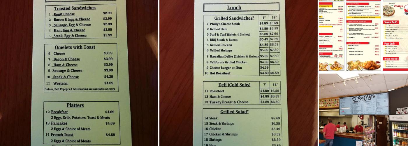 Philly's Cafe Menu