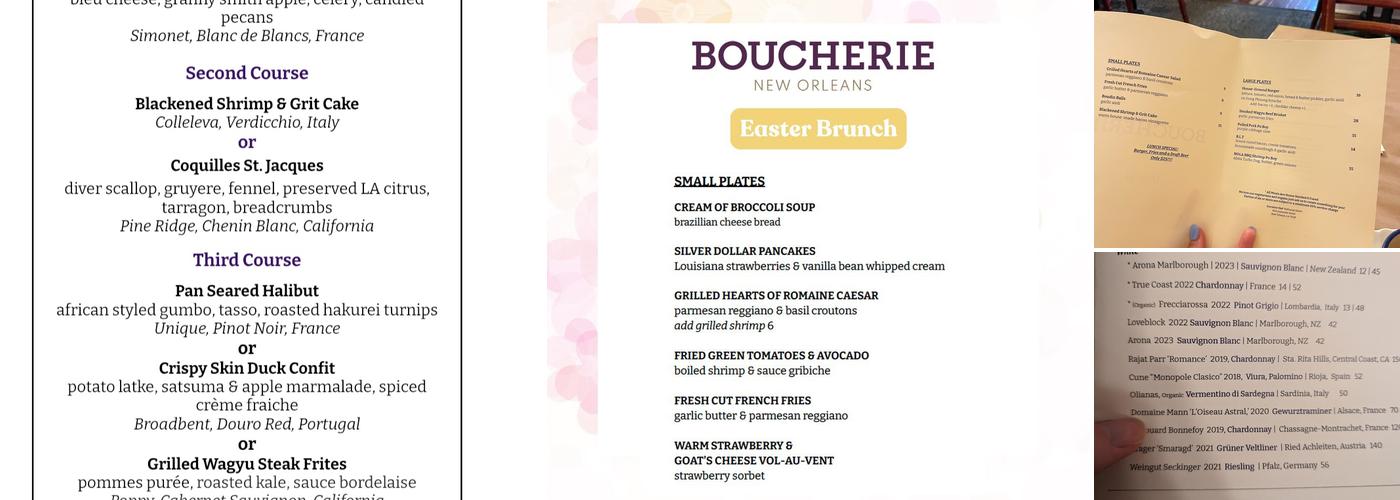 Boucherie Menu