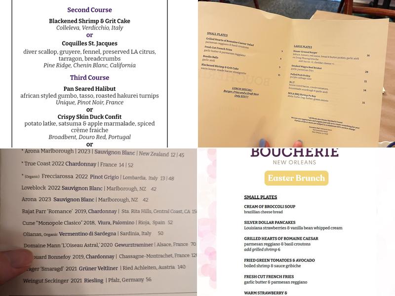 Boucherie Menu