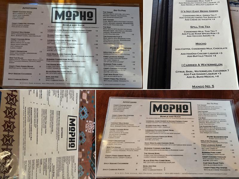MOPHO Menu