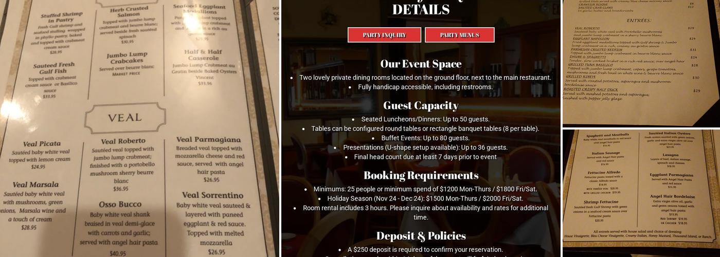 Vincent's Menu