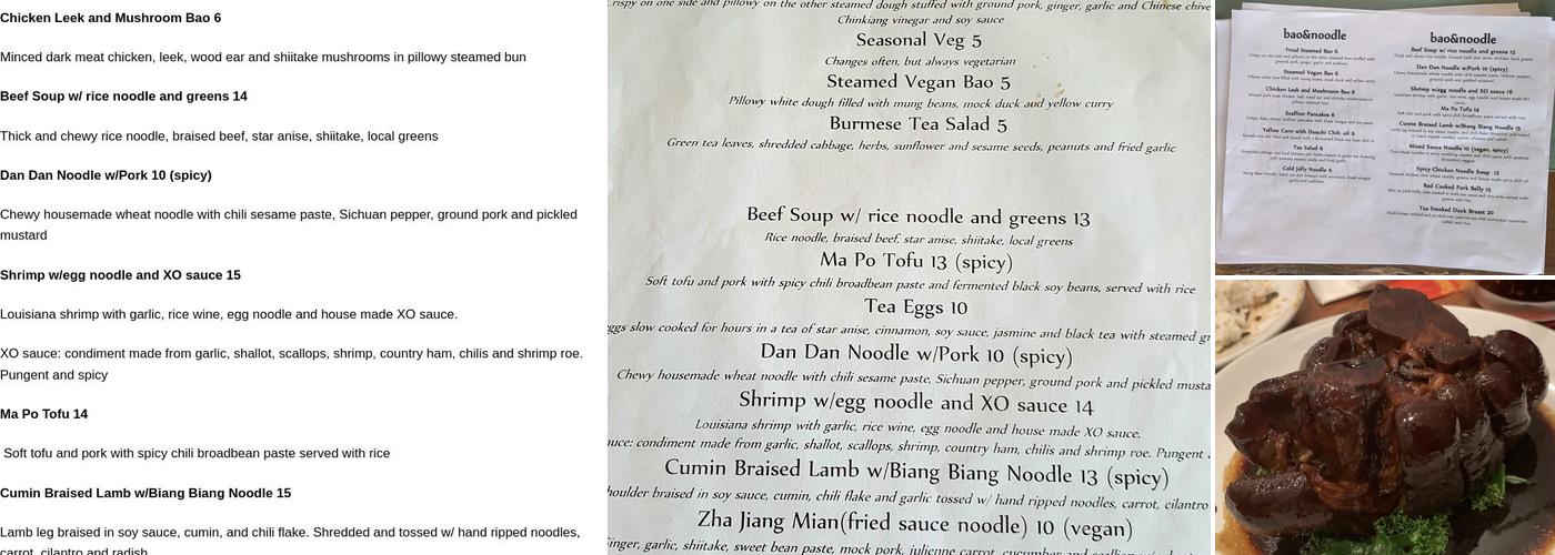 Bao & Noodle Menu