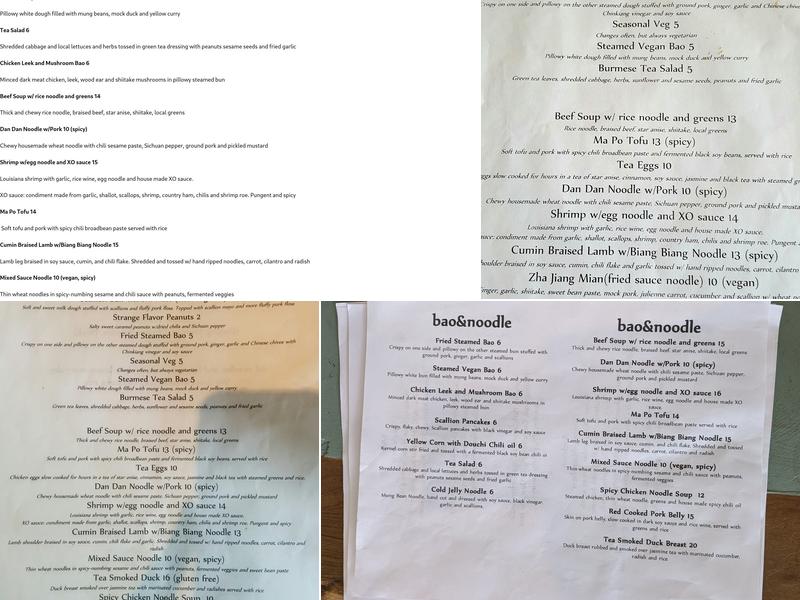Bao & Noodle Menu