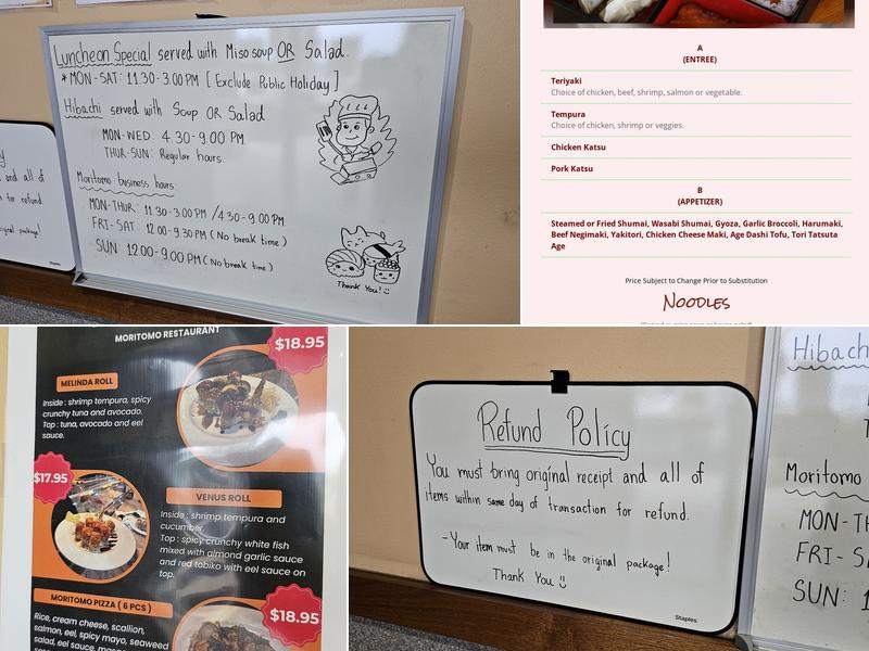 Moritomo Japanese Steakhouse & Sushi Bar Menu