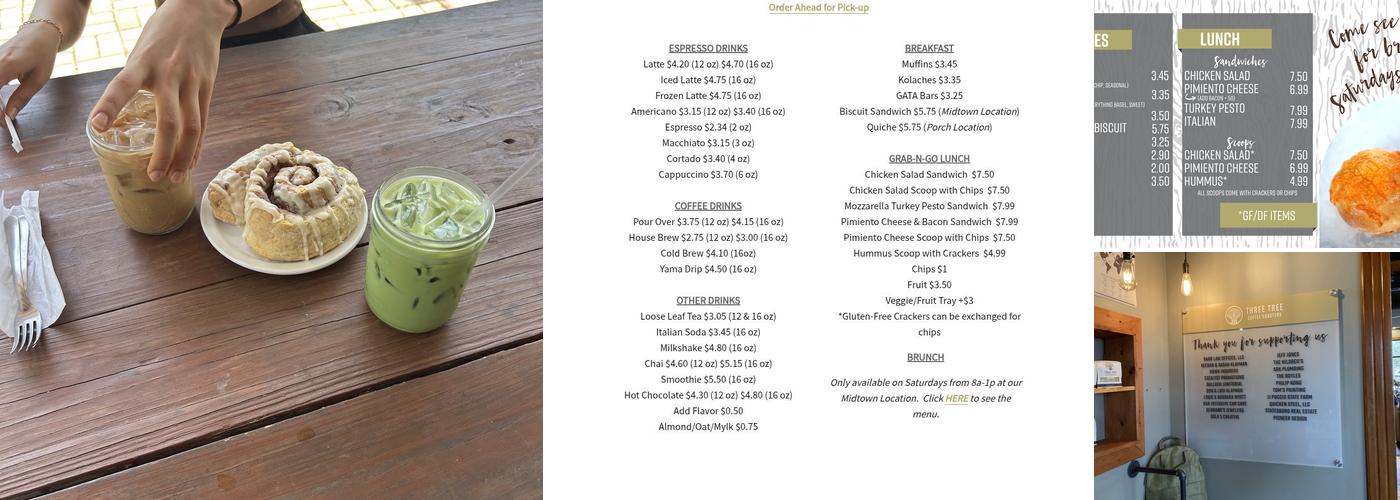 Three Tree Coffee Roasters Menu