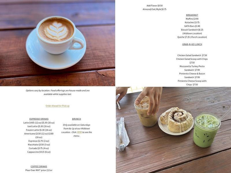 Three Tree Coffee Roasters Menu