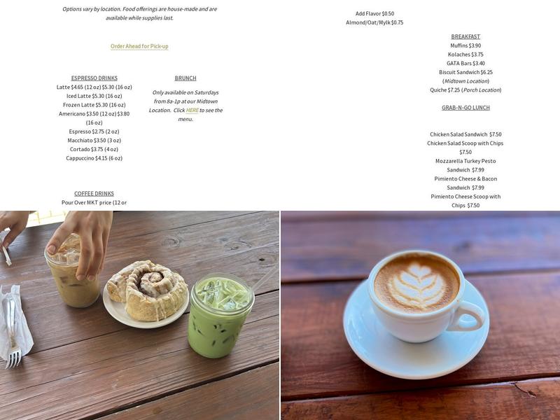 Three Tree Coffee Roasters Menu