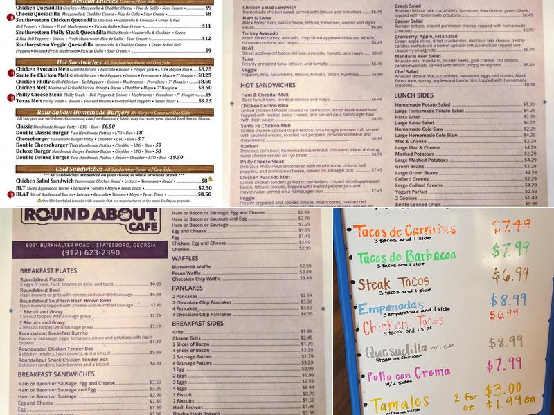 Roundabout Cafe Menu