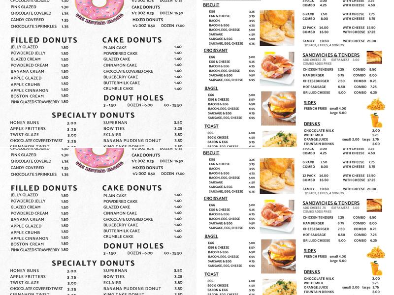 Sweet Things Donuts and Grill Menu