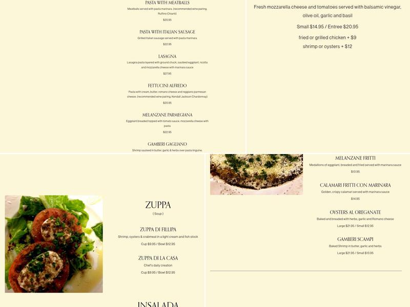 Ristorante Filippo Menu