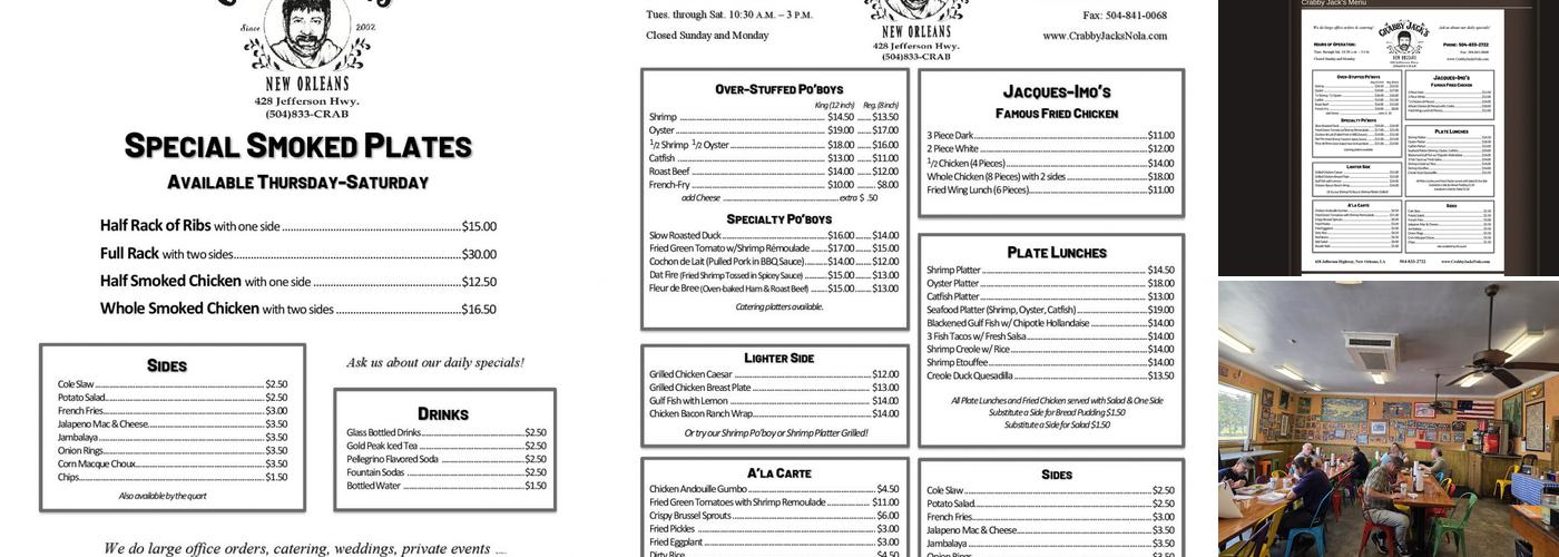 Crabby Jack's Menu