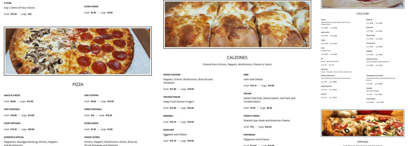 Acropolis Pizza Menu