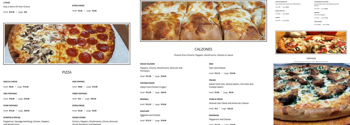 Acropolis Pizza Menu