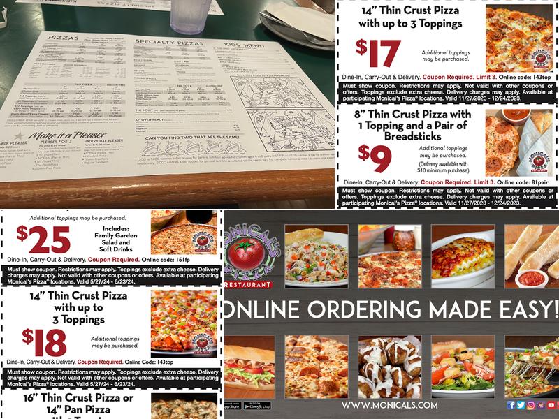 Monical's Pizza Menu