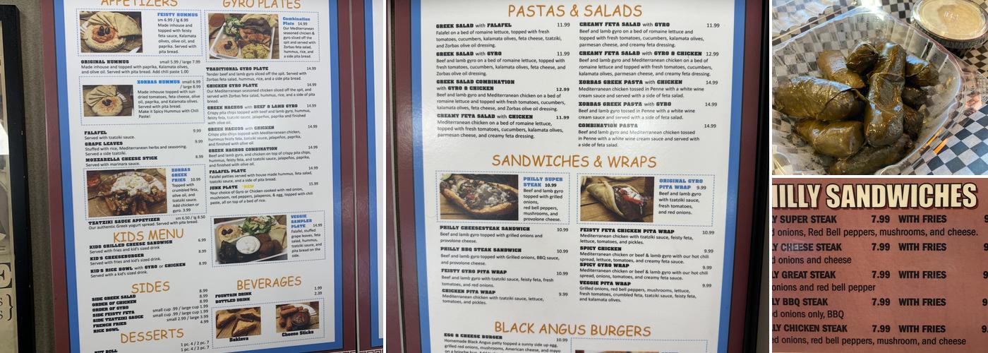 Zorbas Menu