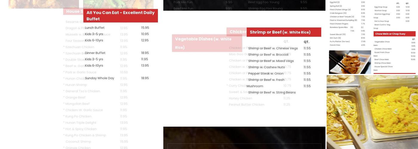 Great Wall Buffet Menu