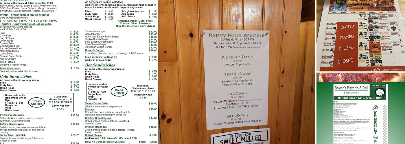 Bowen's Pizzeria & Deli Menu