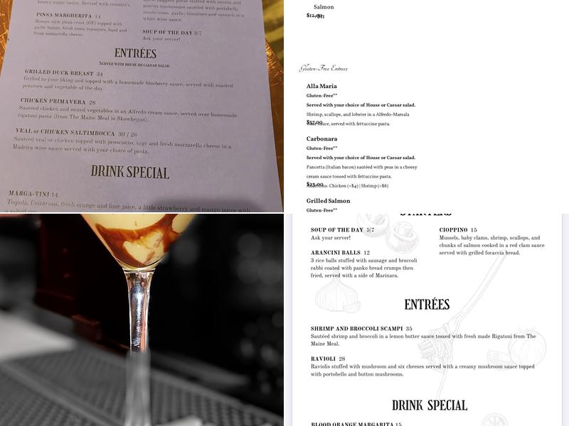 Amici's Cucina Menu
