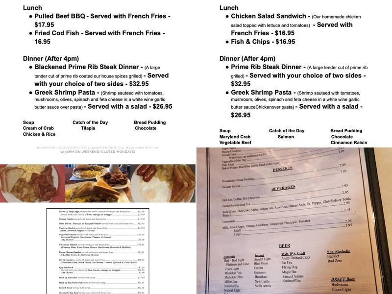 The Trolley Stop Menu