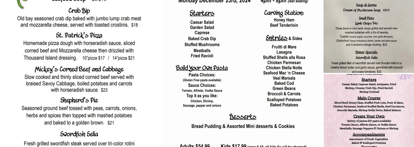 Stella Notte Menu