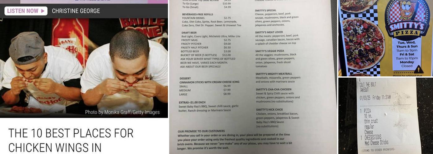 Smitty's Pizza Menu