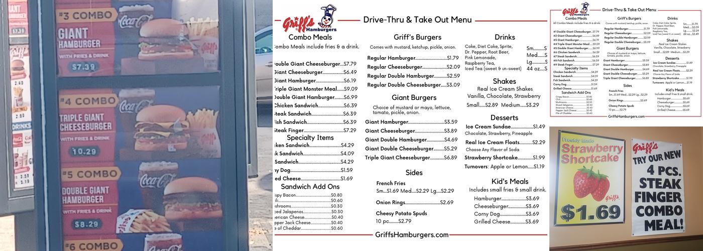Griff's of Shreveport Menu