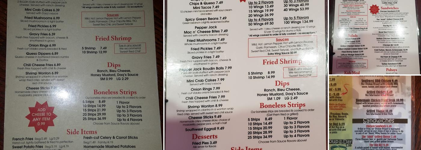 Daq's Wings & Grill Menu