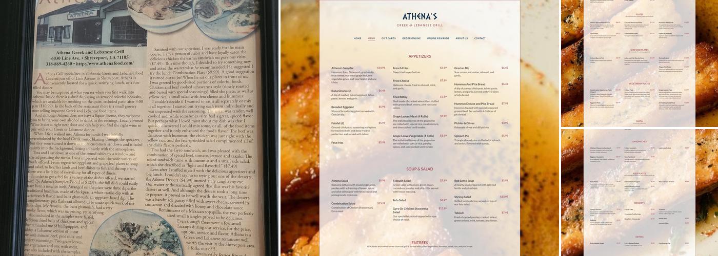 Athena Greek & Lebanese Grill Menu