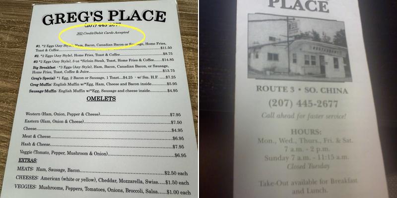 Greg's Place Menu
