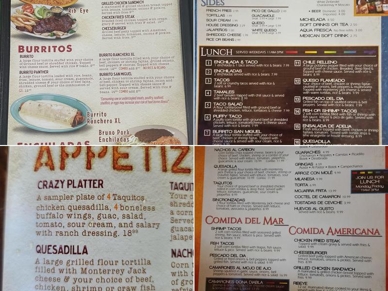 Taqueria San Miguel Menu