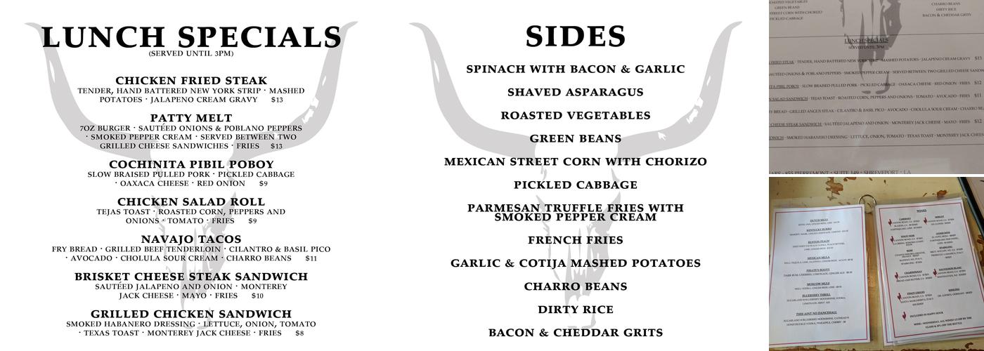 Tejas Kitchen Bar Patio Menu