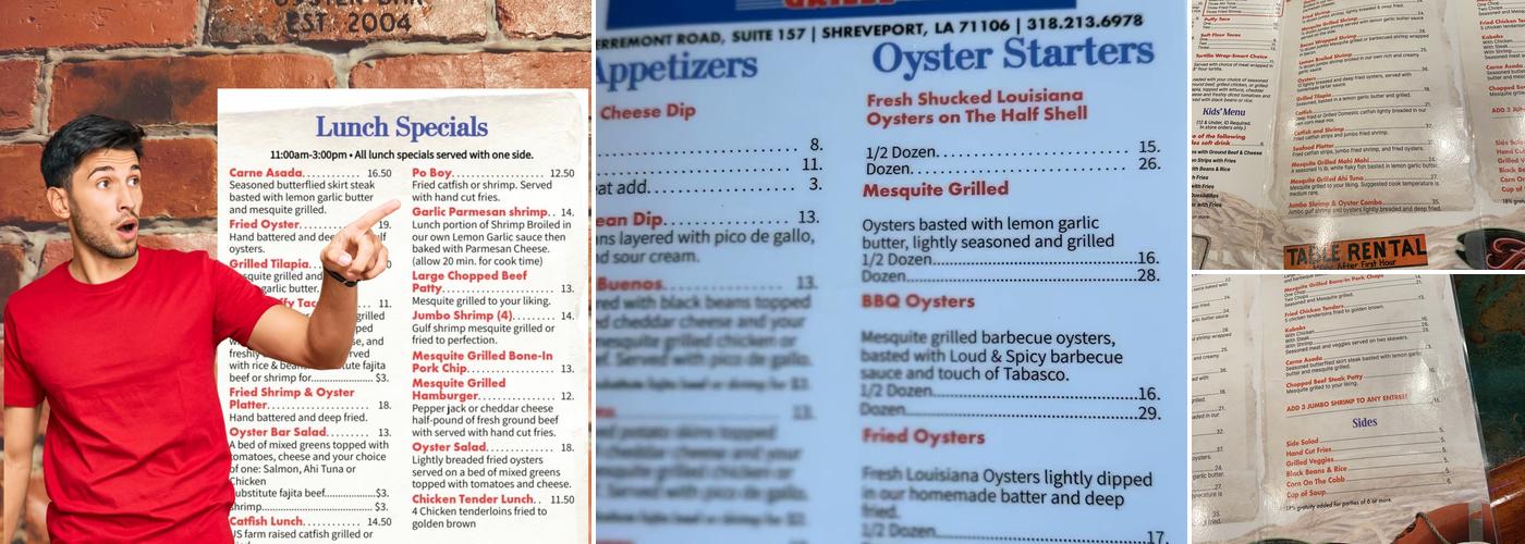 Oyster Bar & Grille Menu