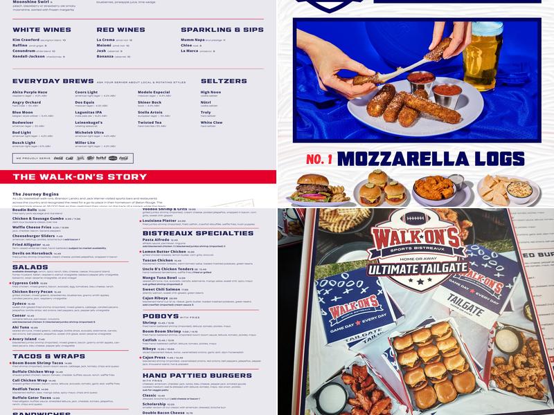 Walk-On's Sports Bistreaux - Shreveport Restaurant Menu