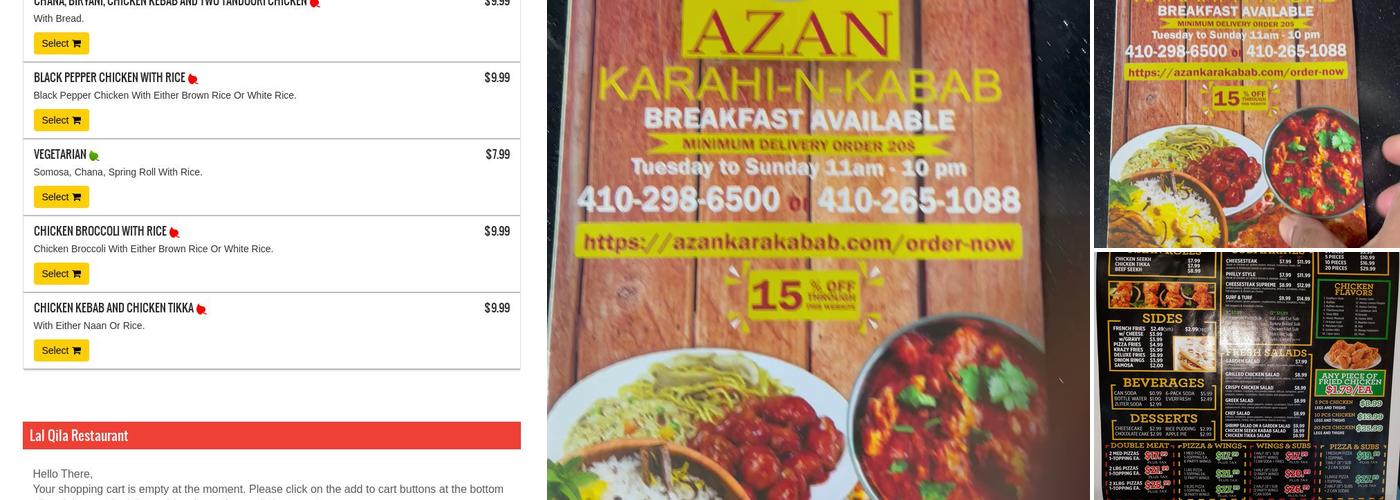 Lal Qila Restaurant Menu