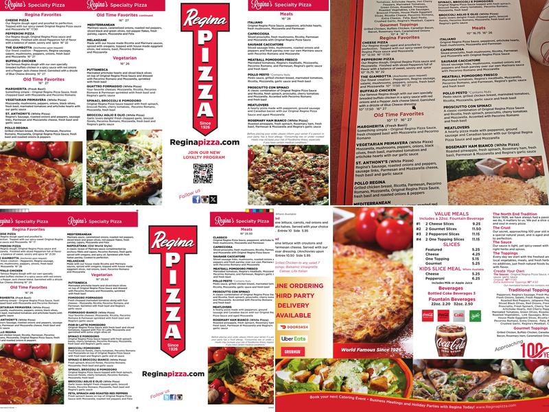 Regina Pizzeria Menu