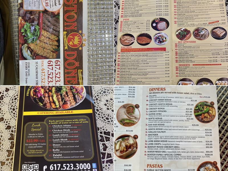 Boston Doner Menu