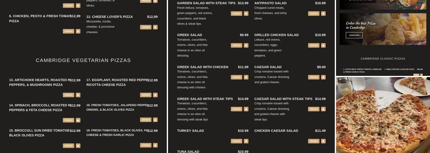 Cambridge Pizza Menu