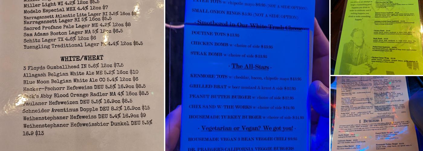 Bukowski Tavern Menu