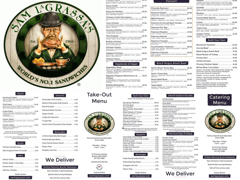 Sam LaGrassa's Menu