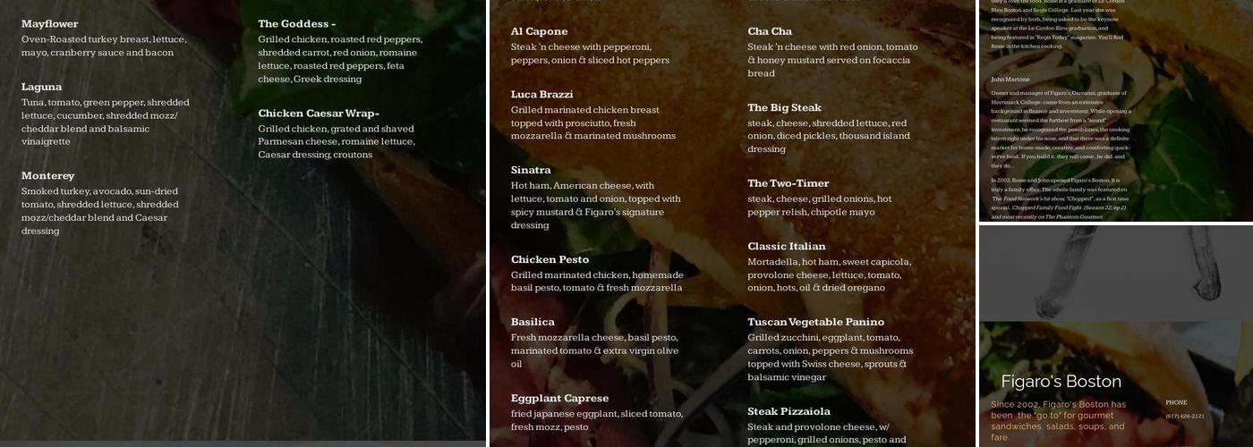 Figaro’s Boston Menu