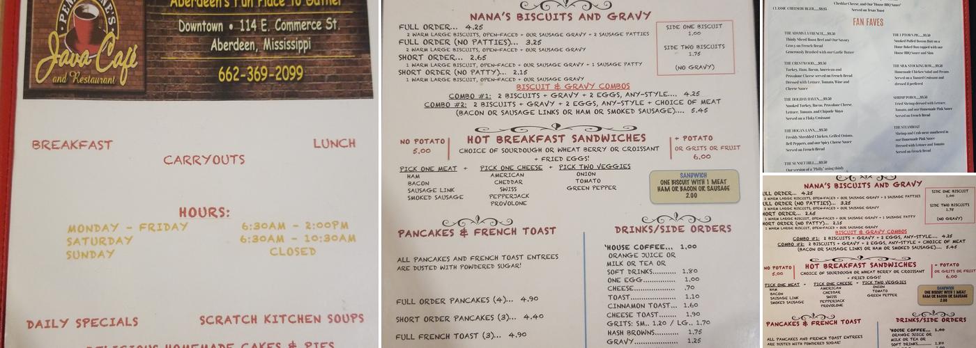 Penny Lane's Java Cafe Menu