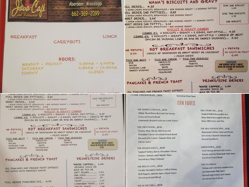 Penny Lane's Java Cafe Menu